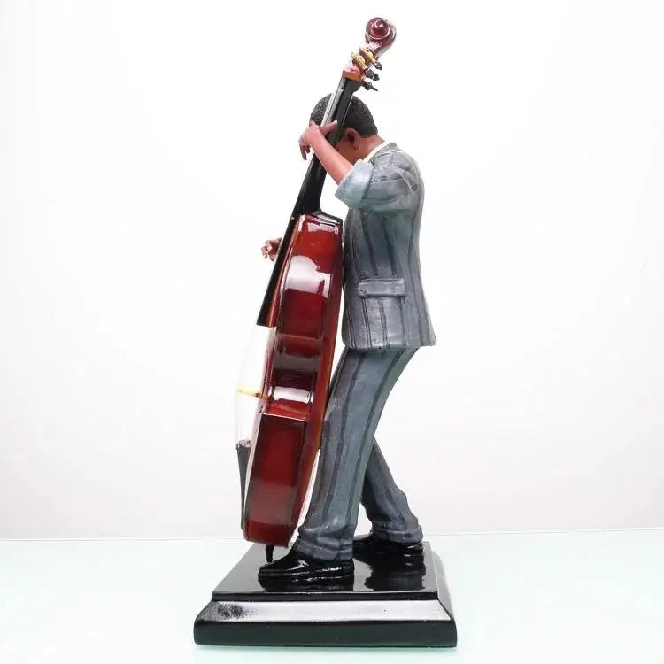 Bar and Cafe Furnishings American Jazz Figure Bass Player Art Sculpture Home Decoration Craft Gift Music Studio Display