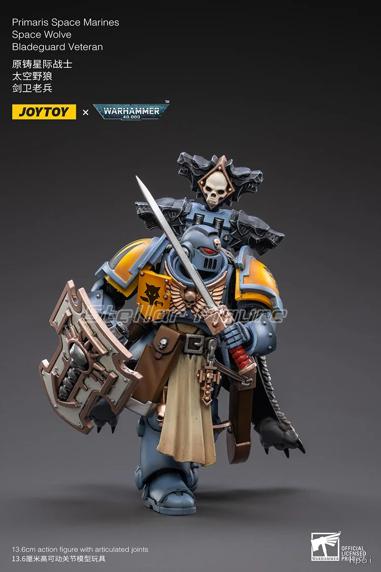 【SF】JOYTOYS 1/18 Action Figure Pmaris Space Marines Space Wolve Bladeguard Veteran Model Toys Gifts Collection Ornaments