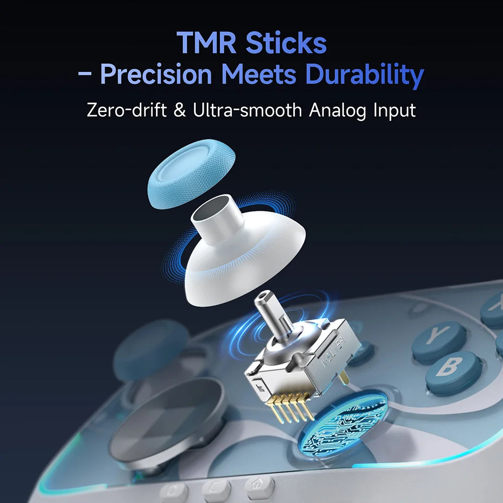 EasySMX S10 Kabelloses Gamepad TMR Joystick RGB-Controller, kompatibel mit Switch 2/PC/Telefon/TV/Steam, NFC, Gyro, HD Rumble