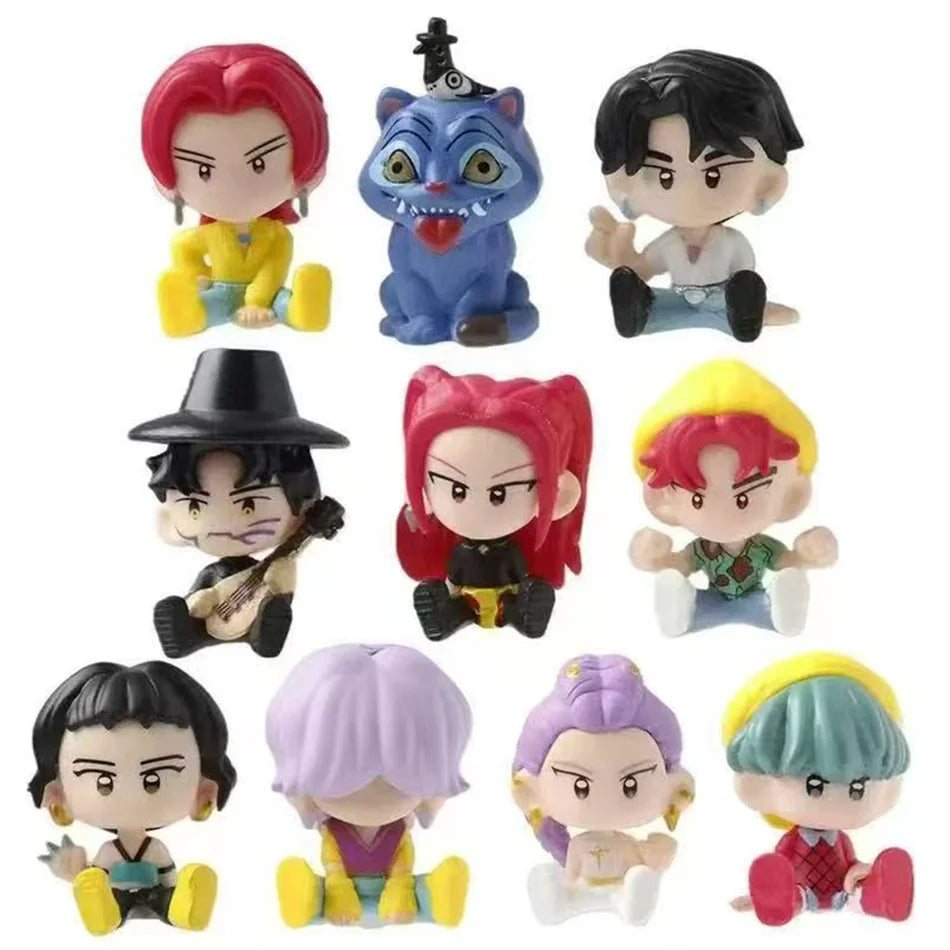10pcs/Set K-pop Demon Hunters Anime Figure Toys Q Version Derpys Tiger Rumi Mira Zoey Sussy Figurine Doll Fans Christmas Gift