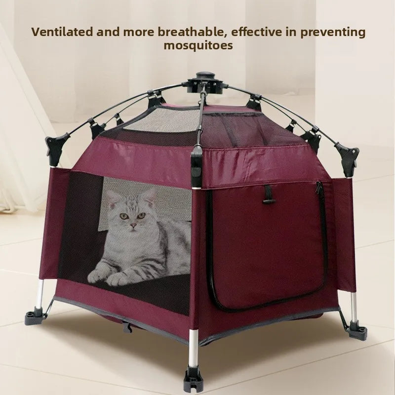 Ganzjahres-Haustierzelt für Katzen und Hunde, Sommer, Outdoor, atmungsaktiv, faltbares Haustierhaus, Hundezelt, kein Aufbau erforderlich, Haustierbett