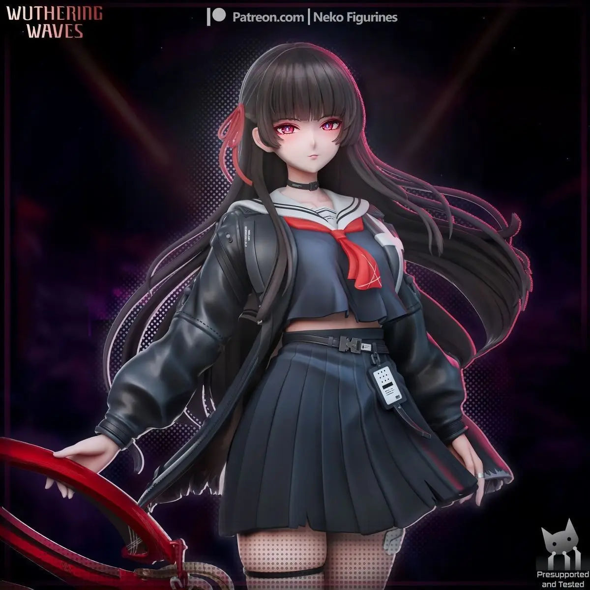 26cm Wuthering Waves Kuchiba Chisa Standing Anime Girl PVC Action Figure Toy GK Game Statue Adult Collection Model Doll Gift