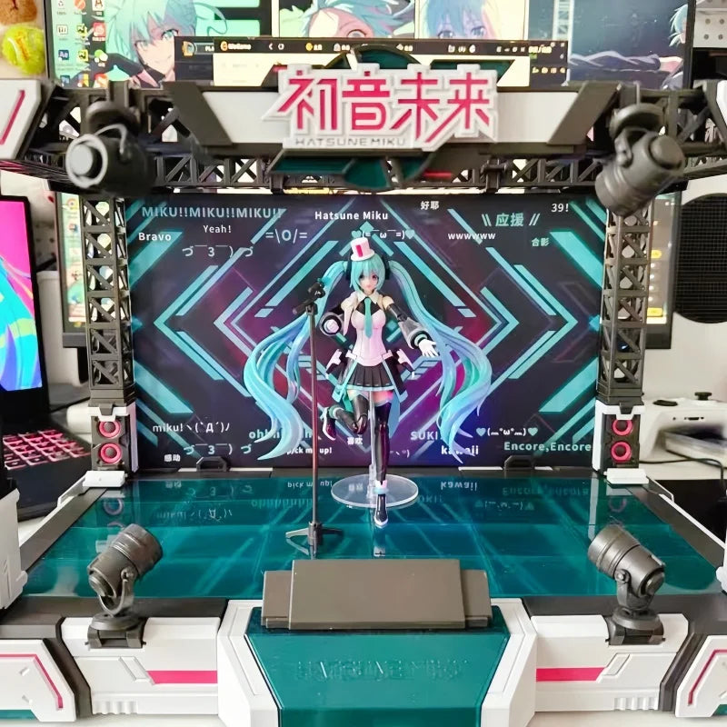 Genuine Hatsune Miku Sing To The Future Anime Action Figure With Color Changing Led Stage Lights Cute Collectible Toy Desktop