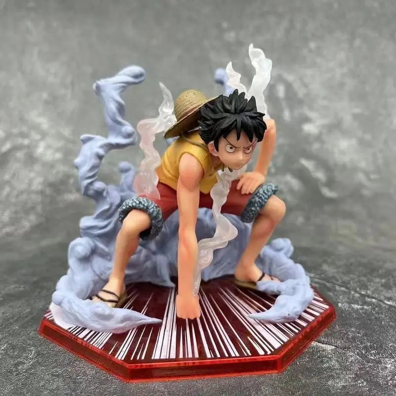 Anime One Piece Figur Second Gear Luffy Super Pitched Battle Scene PVC Puppensammlung Schreibtisch Ornament Modell Spielzeug Geschenk