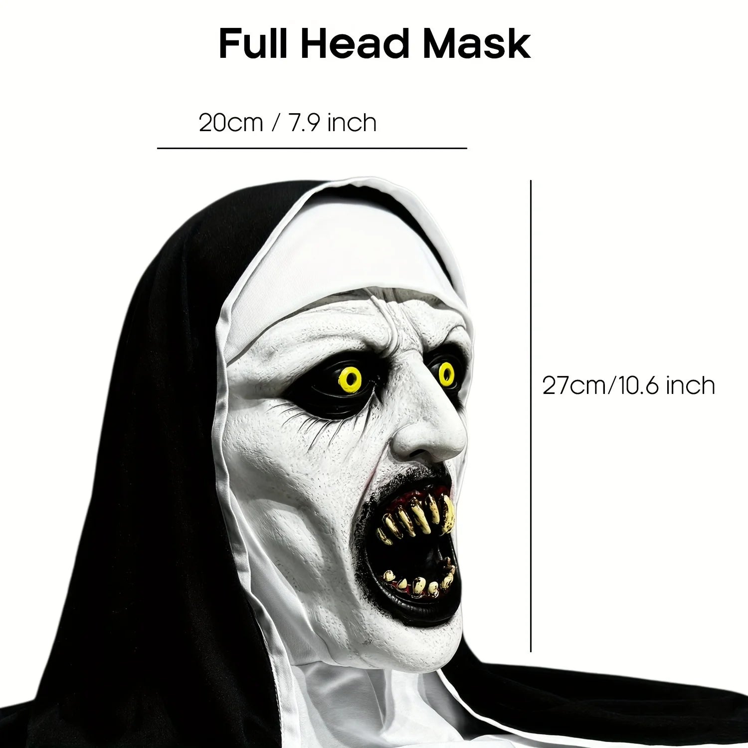1Pcs Mask Frightening Nun Costume Synthetic Latex Street Style Horror Accessory Realistic Details Halloween Horror Theme Events