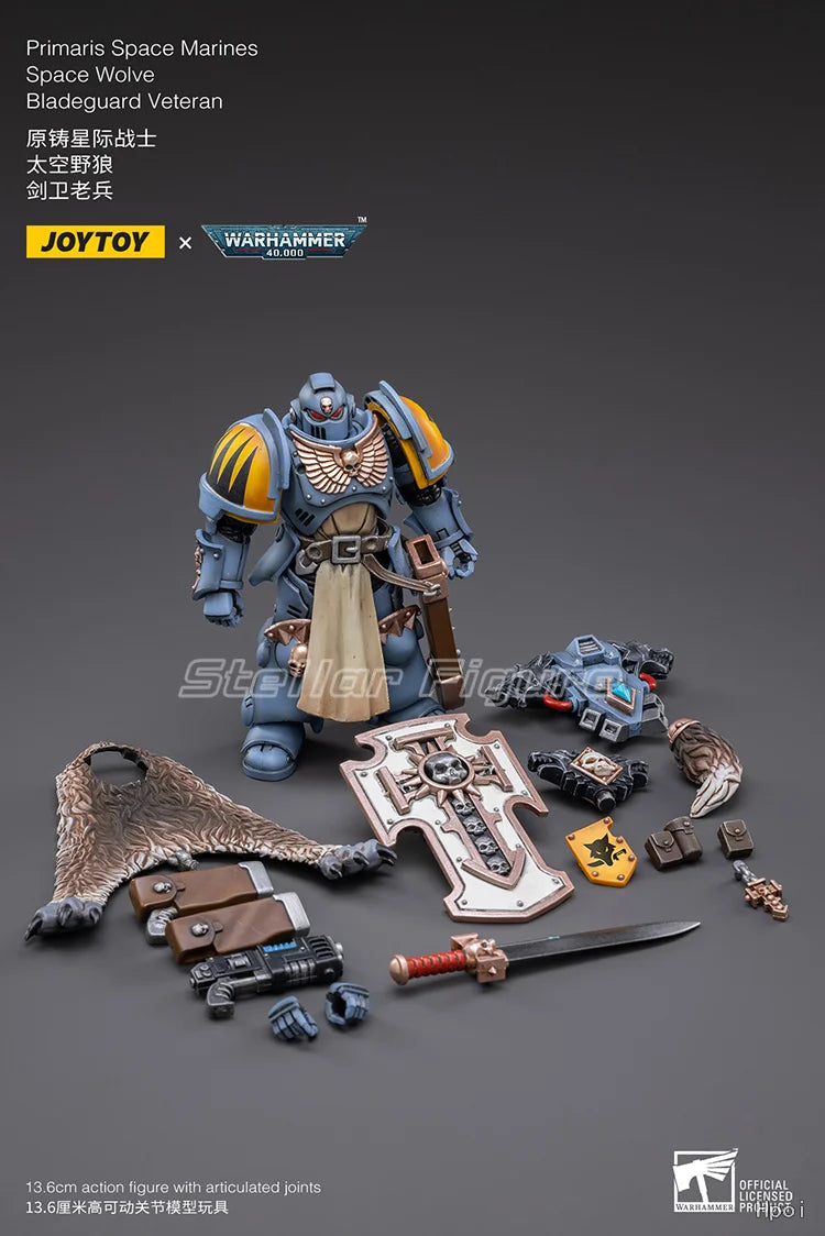 【SF】JOYTOYS 1/18 Action Figure Pmaris Space Marines Space Wolve Bladeguard Veteran Model Toys Gifts Collection Ornaments