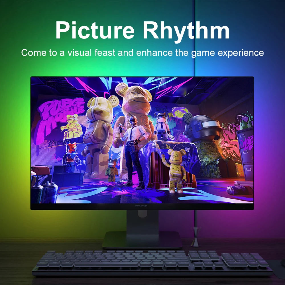 Smart Ambient TV PC Display Sync Computer Monitor Backlight LED Strip Light RGB Color DIY Game Holiday Atmosphere Decor Lamp