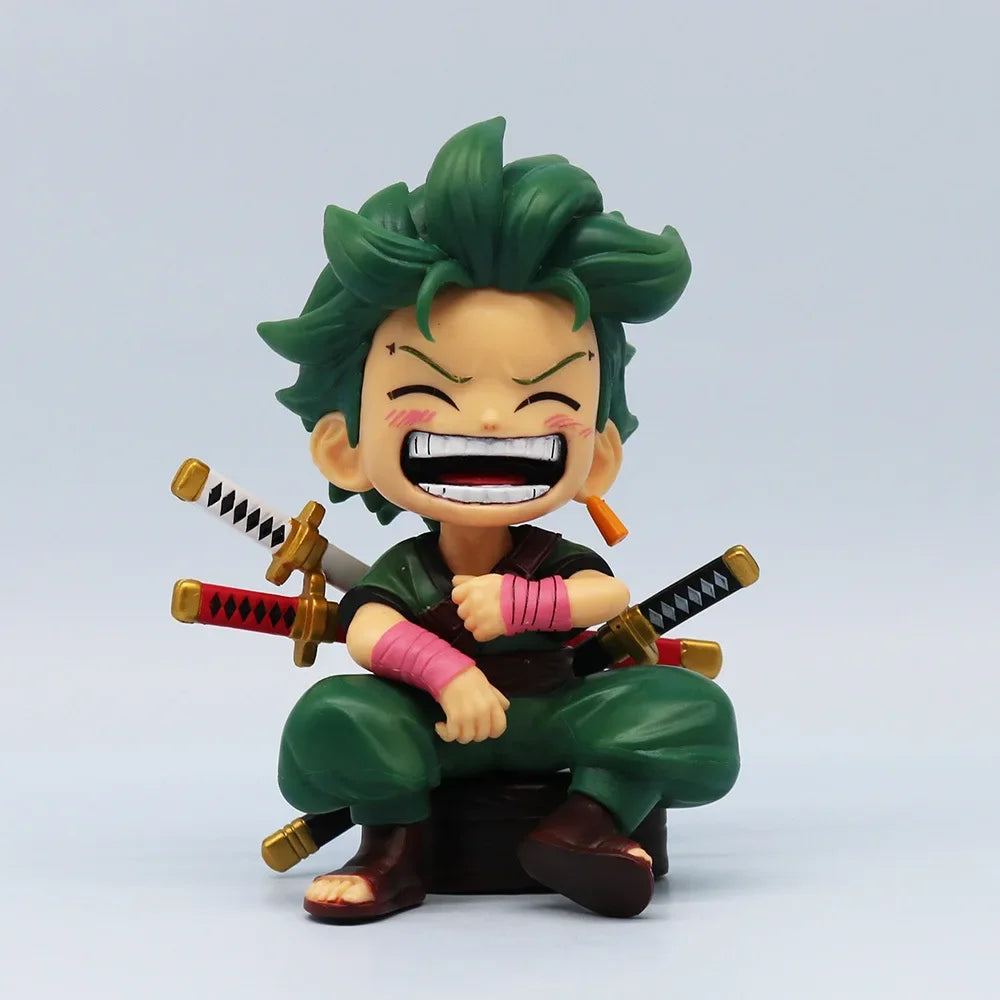 13cm Anime Figure One Piece Monkey D Luffy Roronoa Zoro Kawaii Toys Q Figural Nendoroid Car Decoration PVC Model Gift