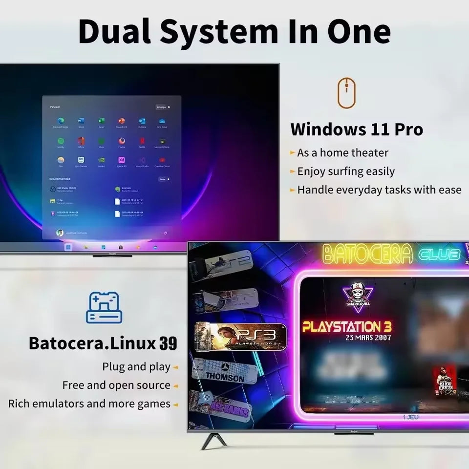 New Upgraded CPU Dual System Win11 2T/4T ROM Game System AK1 Pro Game Box 99999+ Games For PS2 PS3 WII SS GAMECUBE Sega Saturn