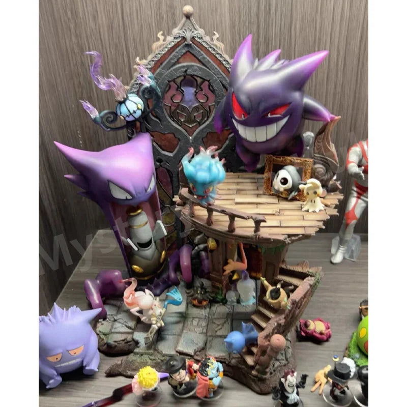 PokeMon Type Series Figure Ghost Type Figurine Complete Collection - Gengar Haunter Gastly Mimikyu Duskull Statue Gk Model Toys