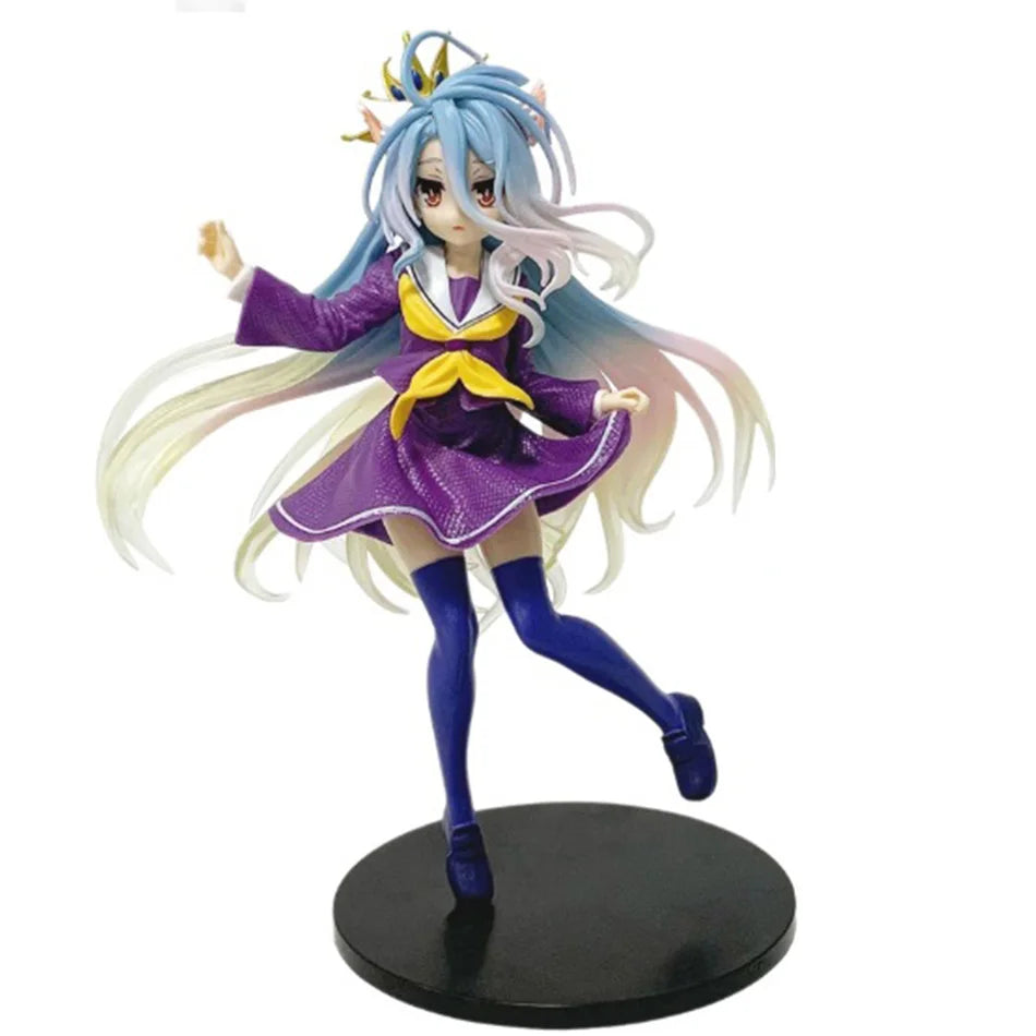 18cm No Game No Life Anime Figure - Shiro with Cat Ear School Uniform PVC Action Figure Collectible Toy Gift