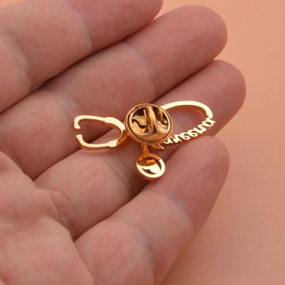 Custom Name Brooch with Stethoscope,Name Pin,Birthday Gift,Personalized Gifts For Best Friend