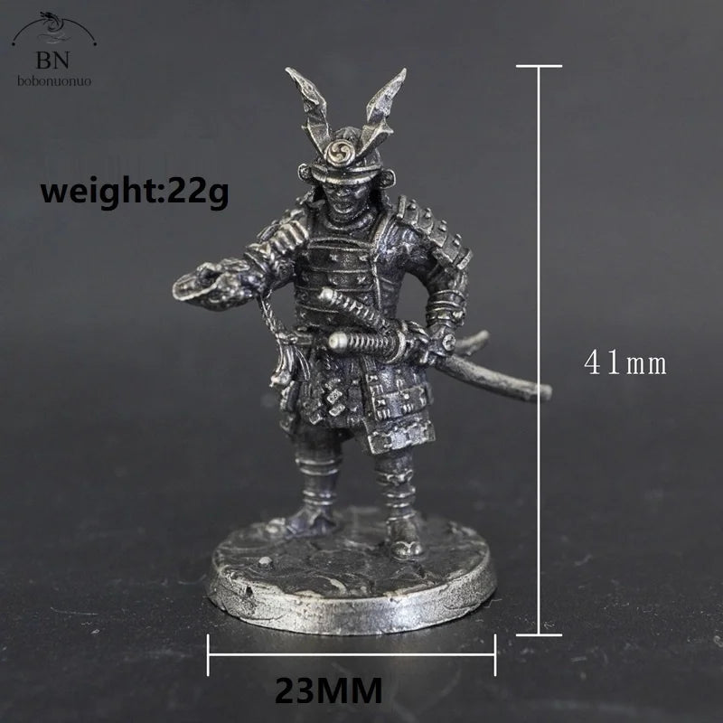 White Copper Japanese Male Soldier Japanese Shogunate Samurai Character Ornament Full Set About 4cm Action Figure Model Toys