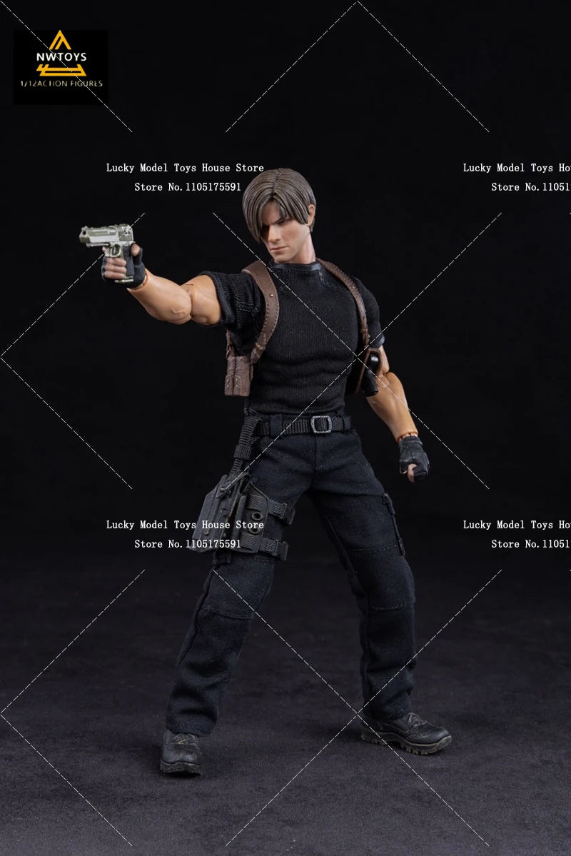 1/12 Bio Warrior Leon Cloth Action Figure Mini Pistol Ornament 6inch NWTOYS Simple Jacket Version Display Male Soldier Model