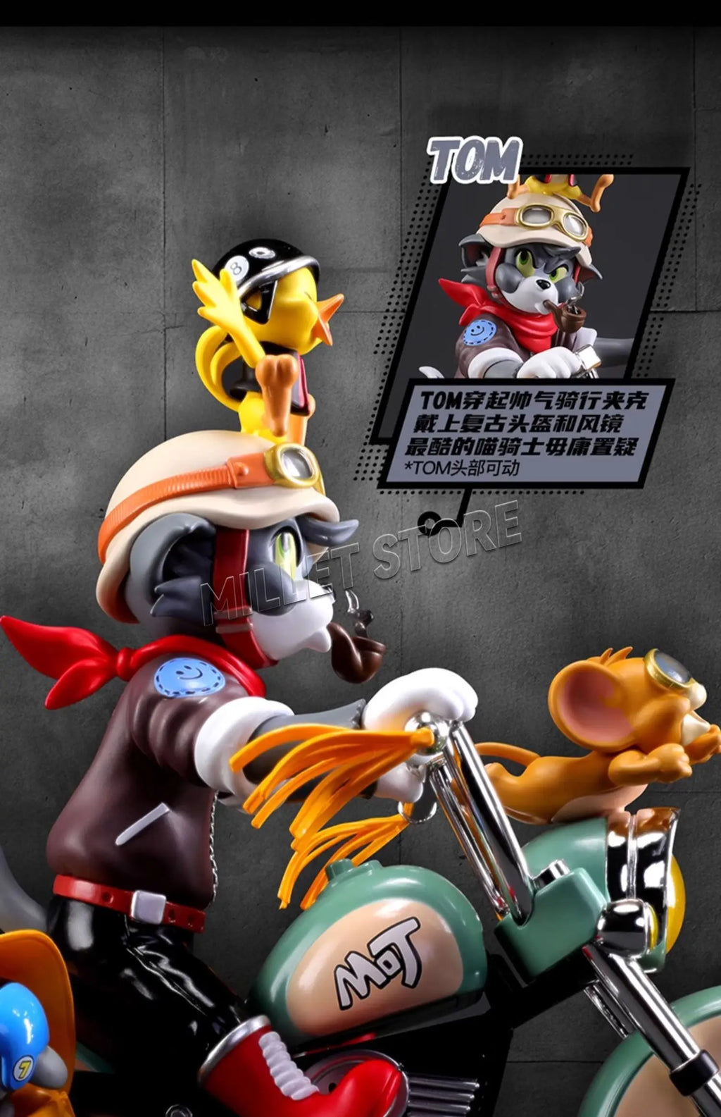 52TOYS 1/12 Classic Short Animated Series TOM JERRY Cat Mouse Retro Motorcycle 6in 18CM Full Set Figures Model