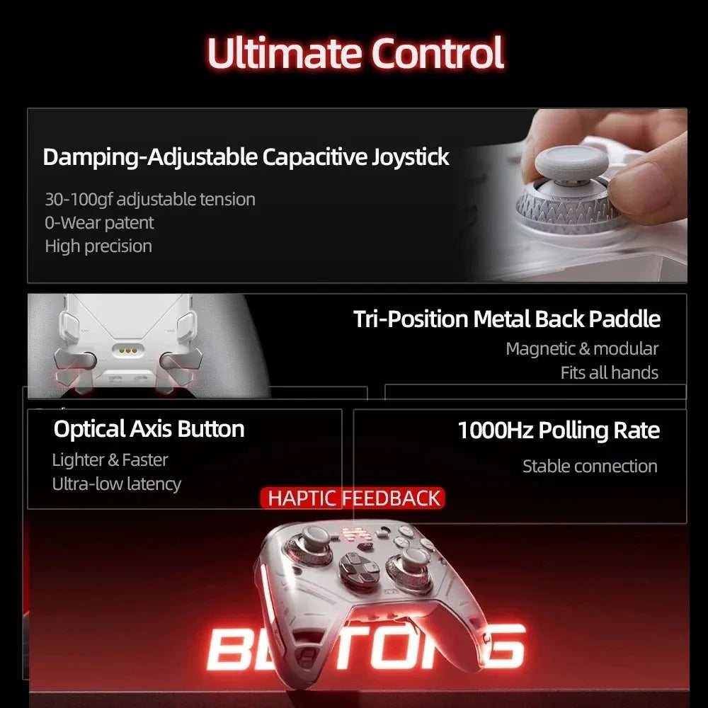 BEITONG KP70 Capacitive Joystick Gamepad for PC Steam Android iOS Switch1/2 Haptic Vibration Wireless Bluetooth Game Controller