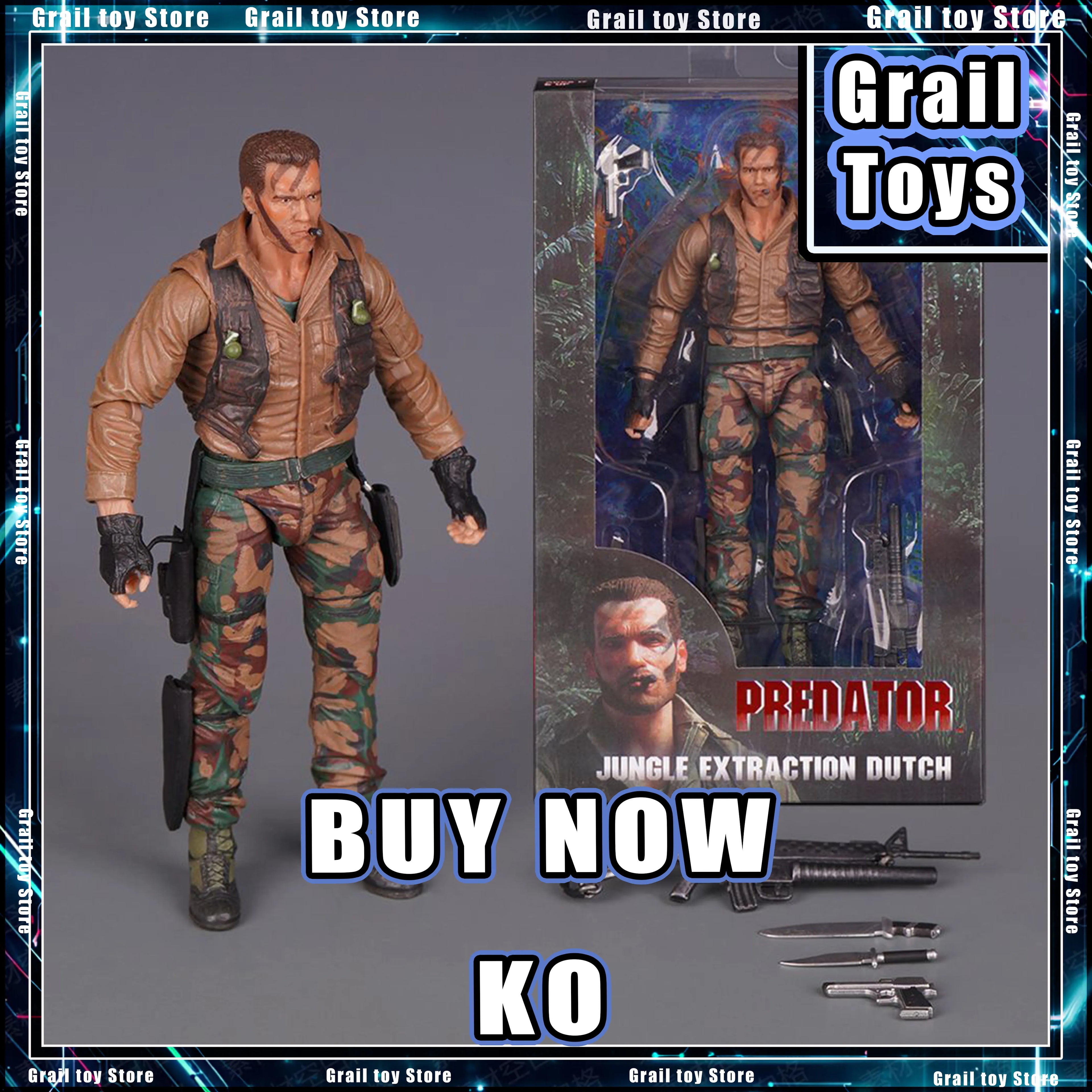 New Ko Neca Predator Jungle Extraction Dutch Action Figure Schwarzenegger Figurine Statue Model Desktop Decoration Toy Gift