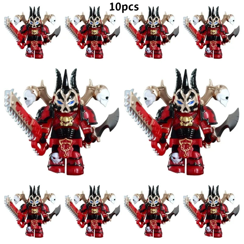 Warhammer 40k Chaos Space Marine Action Figure - Black Legion, Green Eye Lens, Spiked Armor, Combi-Bolter, Collectible Miniature