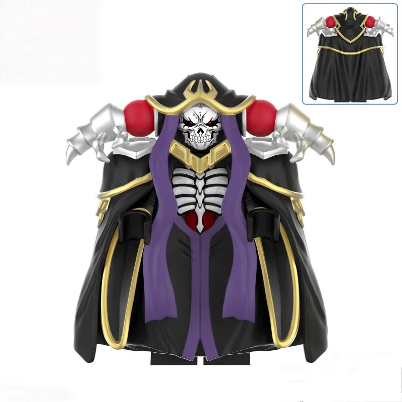 Style Skull Figure Red-Eyed Black Robe w/Gold Trim, Silver Shoulder Armor w/Red Orbs Purple Cape Collectible Build