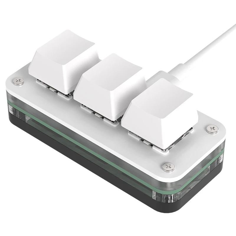 RGB 3 Keys Macro Programming Mini Keyboard for Photoshop Gaming Hotswap Programming Keypad Copy Paste Mini Button Macropad