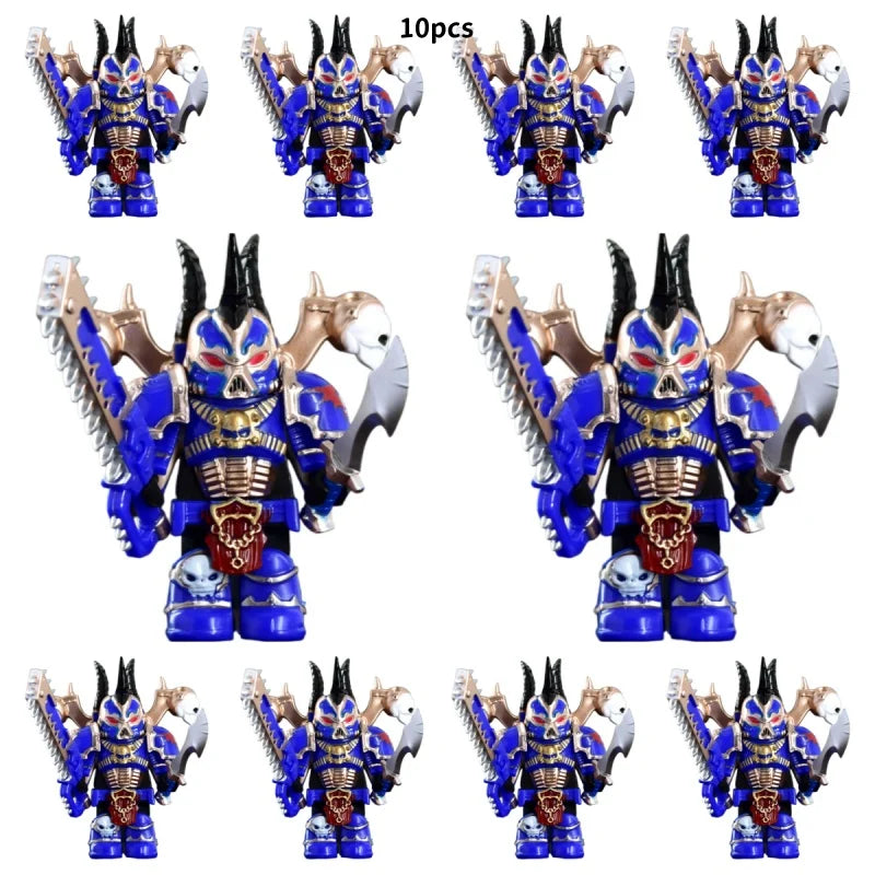 Warhammer 40k Chaos Space Marine Action Figure - Black Legion, Green Eye Lens, Spiked Armor, Combi-Bolter, Collectible Miniature