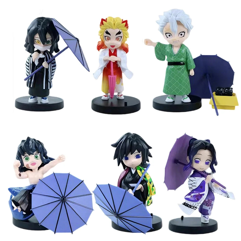 In stock 12cm kawaii  Demon Slayer Plum Rain Series with Box Handmade Model no Yaiba Kamado Nezuko Action Figure Ornament Gift