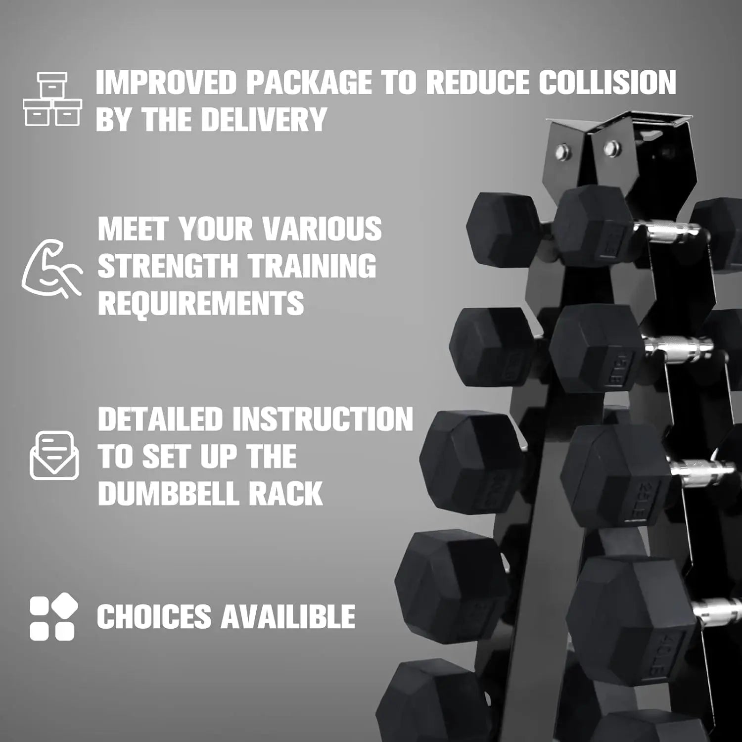 300 350 450 200 210 LB RubberDumbbells Set with Optional Dumbbell Rack Multi Weight Set to Choose Ideal for Home Gym and Fitness