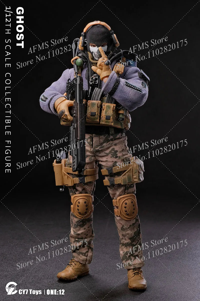 CY7 TOYS 1/12 Scale Collectible Figure Ghost Mini Military War Collection Dolls Full Set 6Inch Male Soldier Action Figure Model