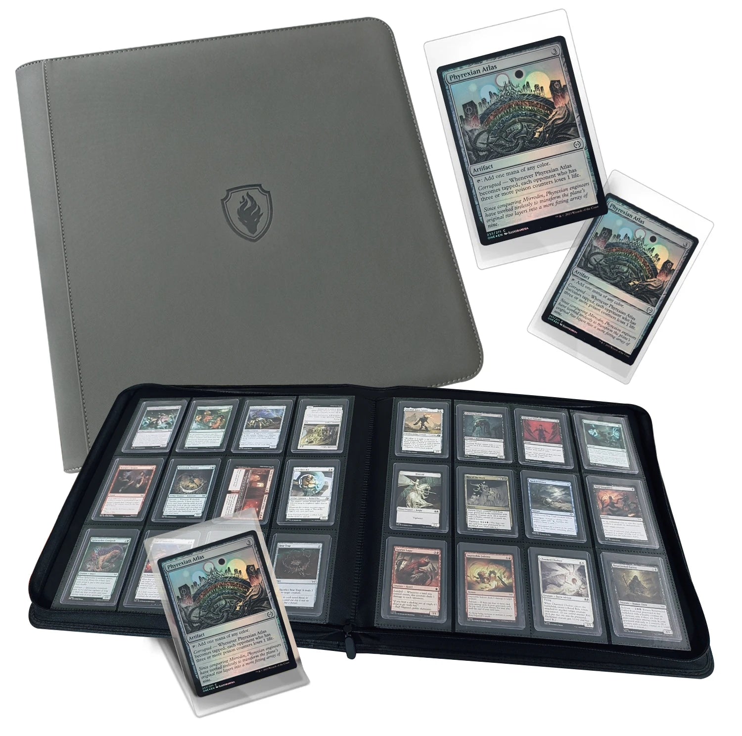 Holds 384 Toploaders | 12-Pocket | Ringless Double-Sided Pockets |  Premium Top Loader Binder for Trading Cards
