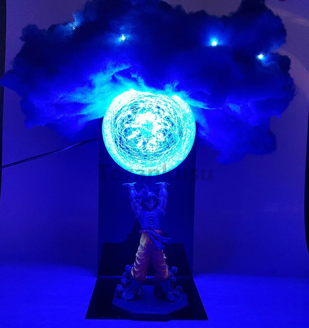 Dragon Ball Anime Son Goku Spirit Bomb mit Wolkenlampe LED-Glühbirne Actionfiguren Modell Figur Figur &amp; Sockel &amp; Lampe DIY Spielzeug