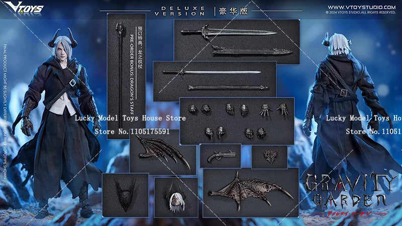 VTOYS Gravity Garden VSD009 Deluxe Version 1/12 White Hair Bat Wing Hunter Action Figure Collection 6" Sword Master Soldier Gift