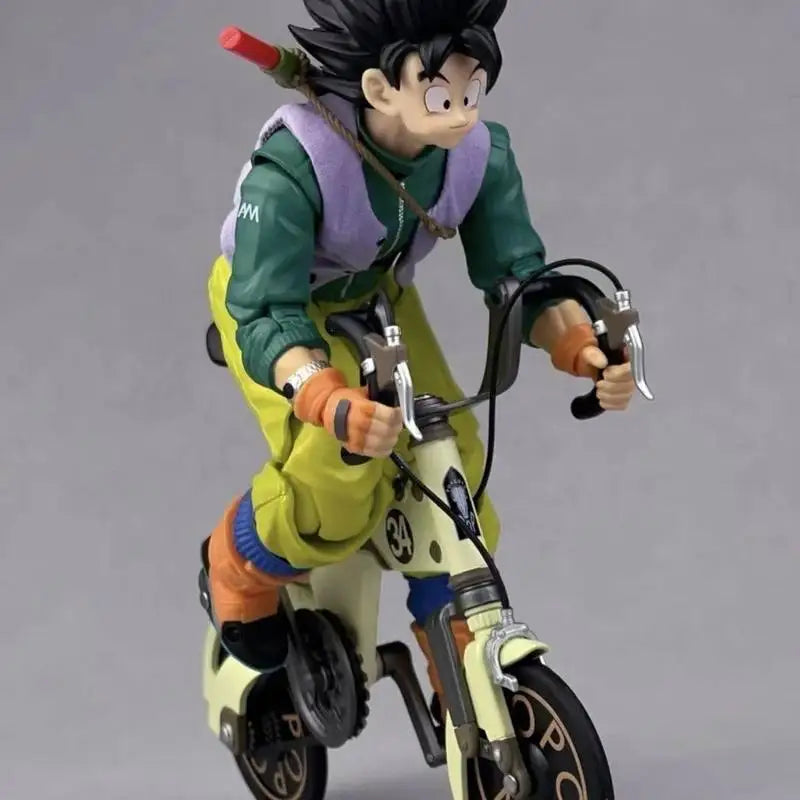Kamione Genuine Dragon Ball Son Goku Baseball Boy Alloy Fully Articulated Action Figure With Bicycle Set For Anime Figure