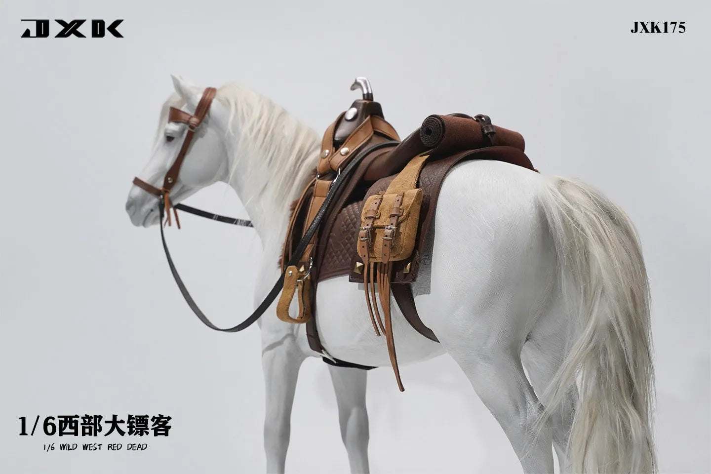 JXK 1/6 Scale White Horse Wild West Cowboy Dolls Mount With Harness Animal Resin Model Fit 12Inch Action Figure Soldier
