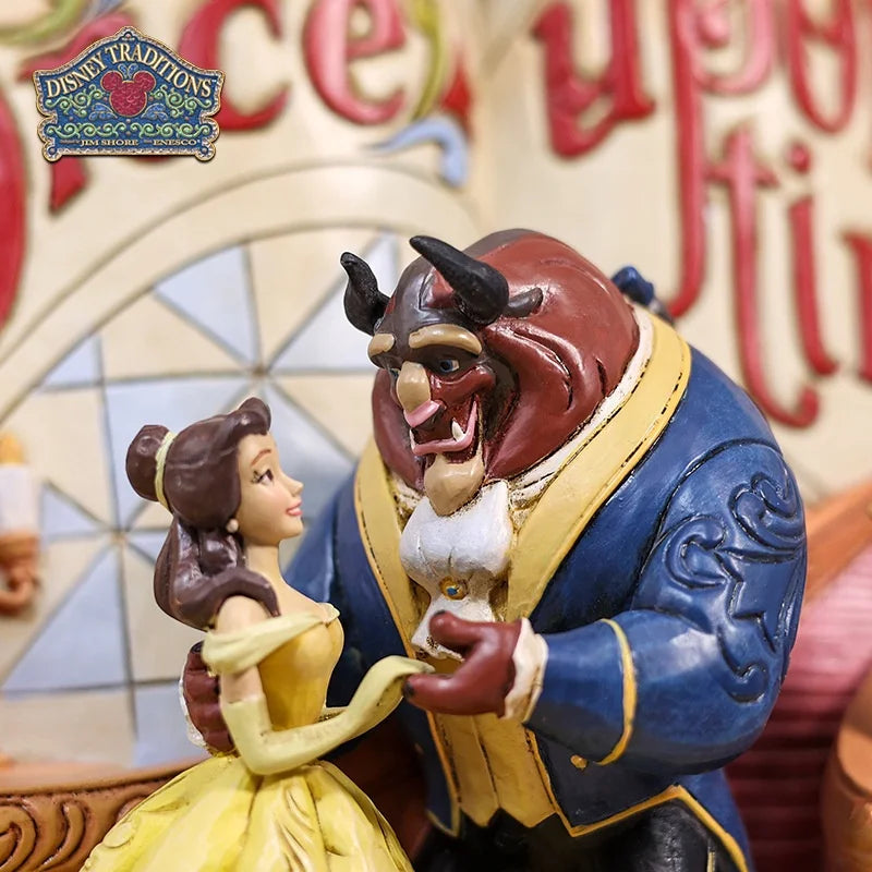 Disney Beauty And The Beast Figurine Bell And The Beast Storybook-Shaped Ornament Collection Model Creative Home Decoration Gift