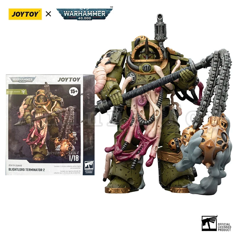 JOYTOY 1/18 Action Figure 40K Death Guard Blightlord Terminator and Plague Marine Icon bearer Anime Model Toy Gift