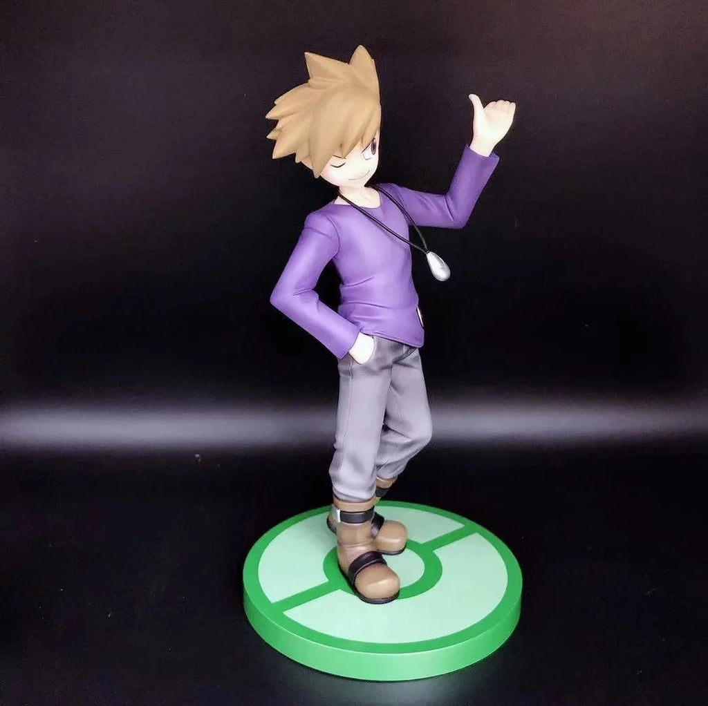 Anime Pokemon Gary Oak Green with Eievui Eevee PVC Action Figure Game Statue Collectible Model Kids Toys Doll Gifts 21cm