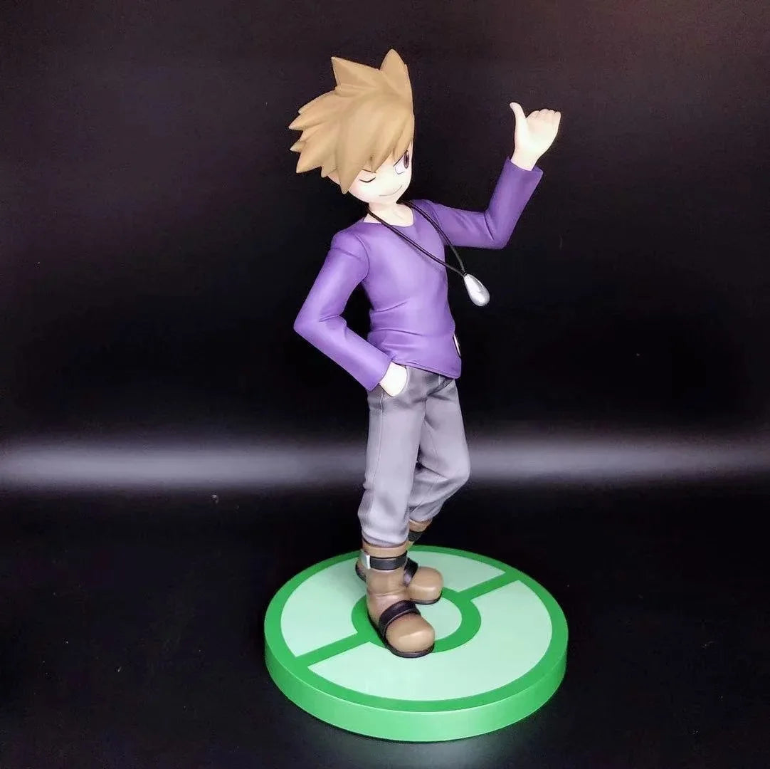 Anime Pokemon Gary Oak Green with Eievui Eevee PVC Action Figure Game Statue Collectible Model Kids Toys Doll Gifts 21cm