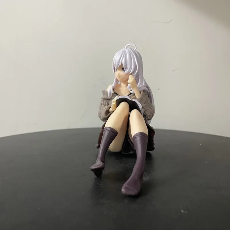 10cm The Journey Of Elaina Elaina Sitting Reading Anime Girl Figure Model Statue Boys Collection Desktop Decoration Ornament Toy