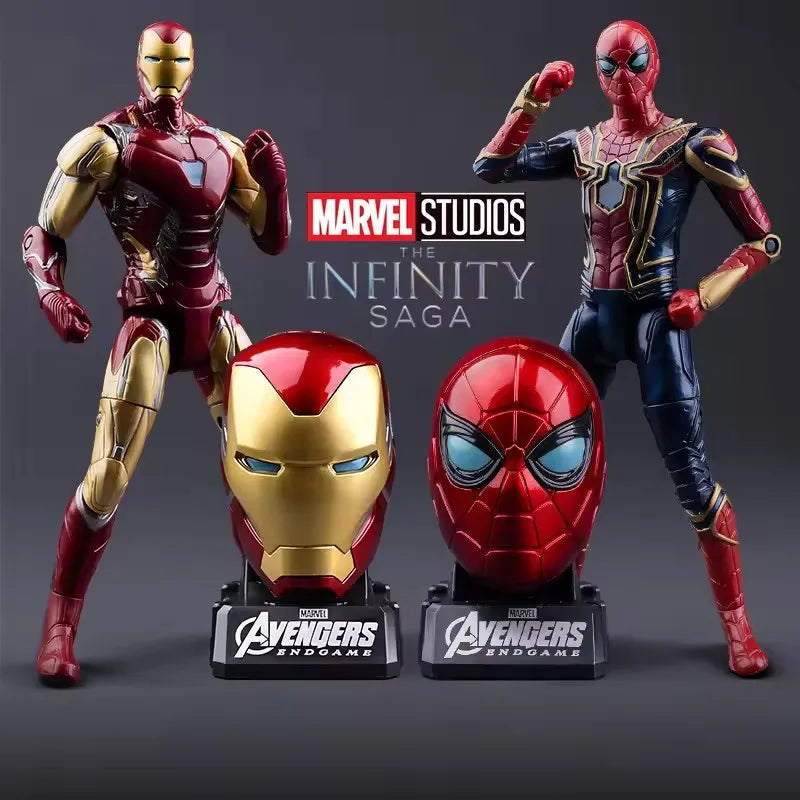 Marvel Iron Man Head Shaped Statue Deformable Toy Action Figure Spider-Man Joints Mobility Model Doll Kids educational Toys