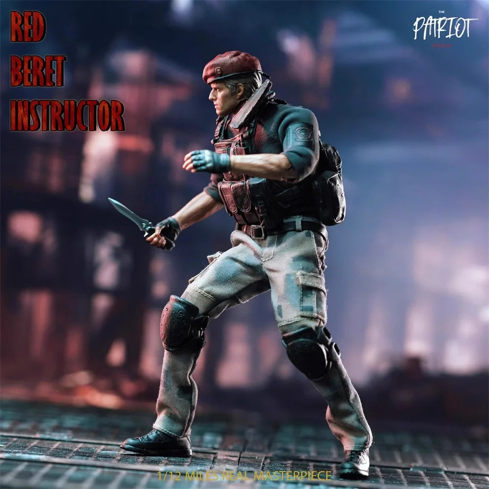 1/12 Patriot Studio Man Guy Residents Red Beret Instructor Full Set Moveable Action Figure Gift About 6" For Fans Collect