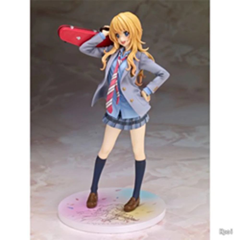 20CM Anime Shigatsu wa Kimi no Uso Miyazono Kaori Figure 1/8 Model School Dniform Dress Up Toy Gift Collection Action Figure PVC