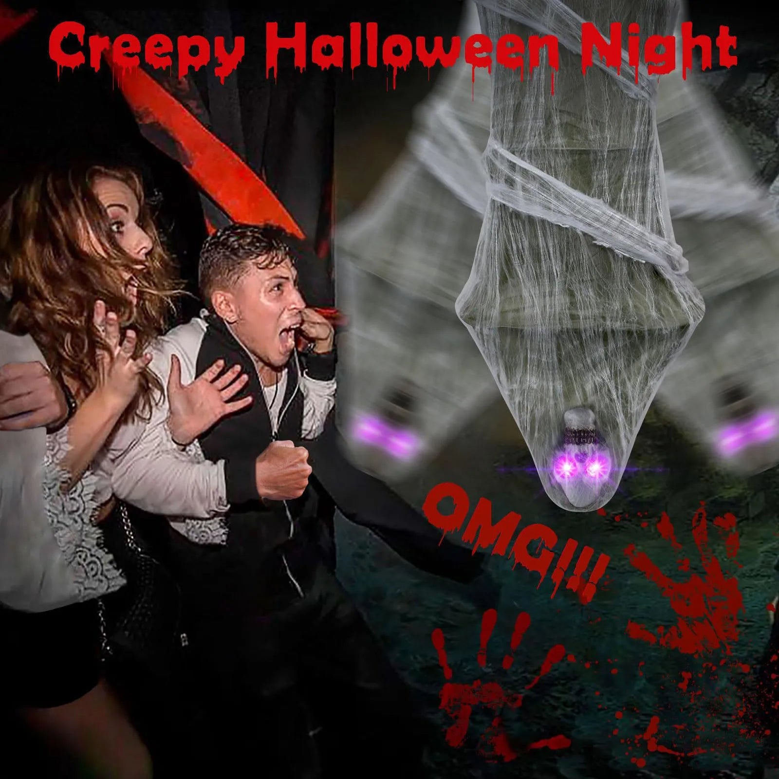 Halloween 72 Inch Life Size Hanging Creepy Cocoons Corpse Upside Down Ghost Scary Mummy Decoration Party Home Ornament Props New