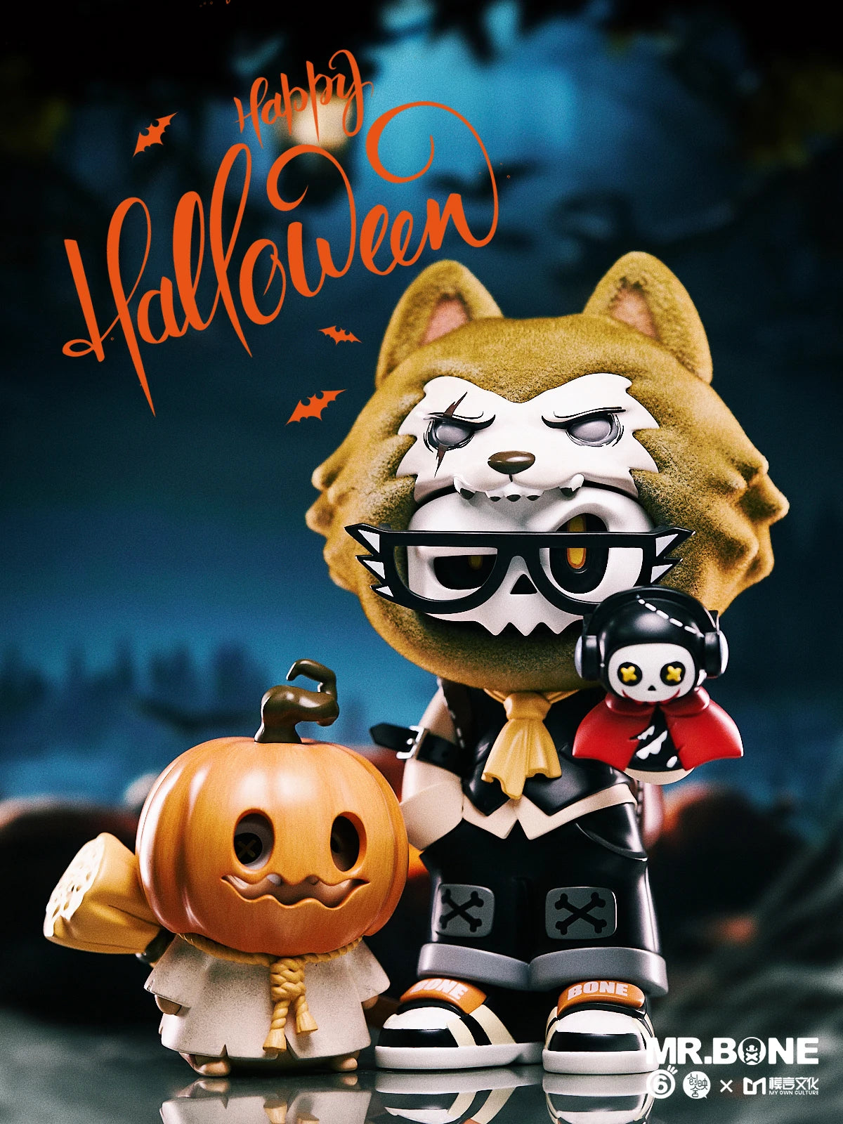 MR.BONE Trick Or Treating And Ghost Hunting Limited Edition Cool 21cm Grade Resin Dirty Dog Toys Desktop Model Decoration Gifts