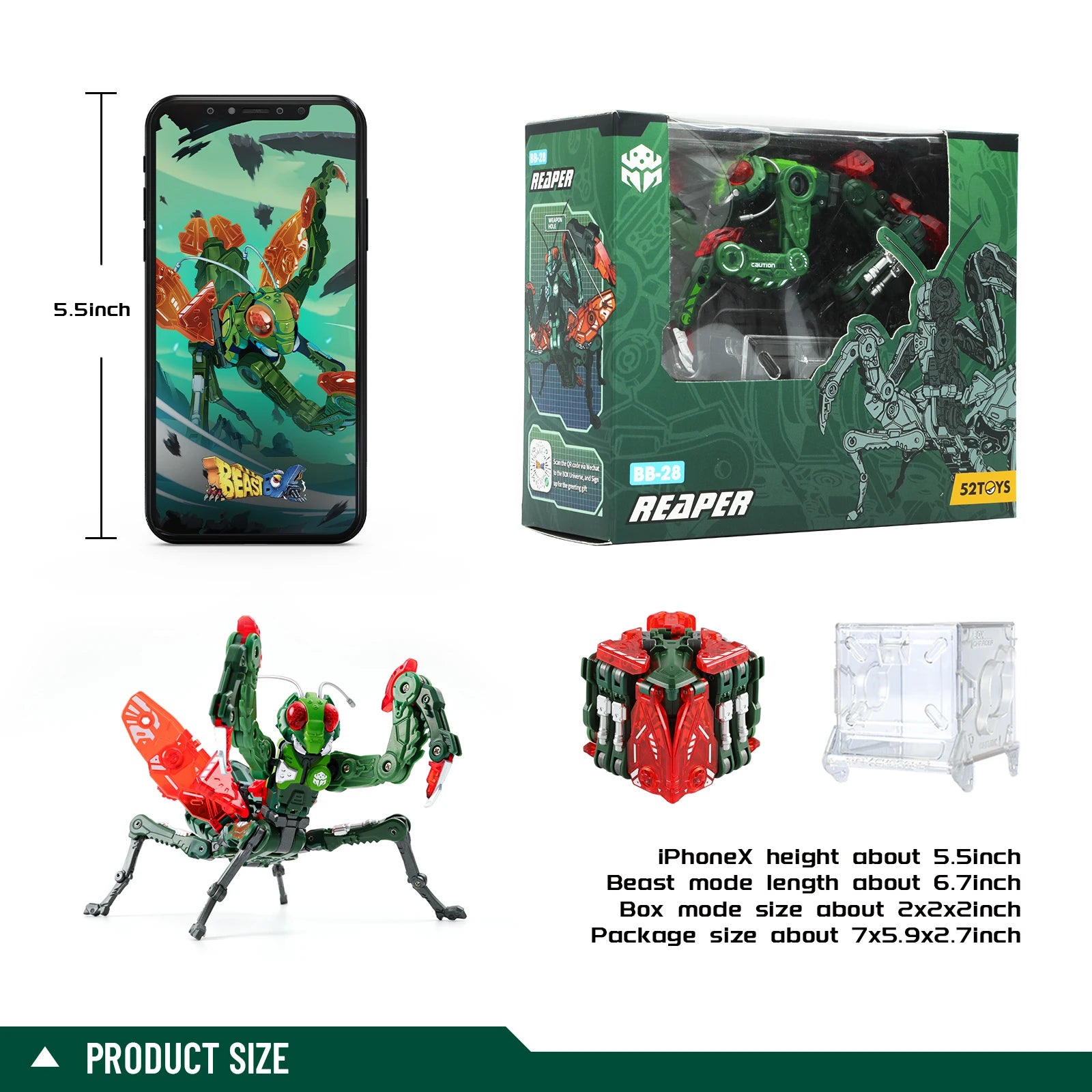 52TOYS BeastBox Reaper Deformation Toys Action Figures, Mantis Converting Toys Deformable Original Collectible Gift