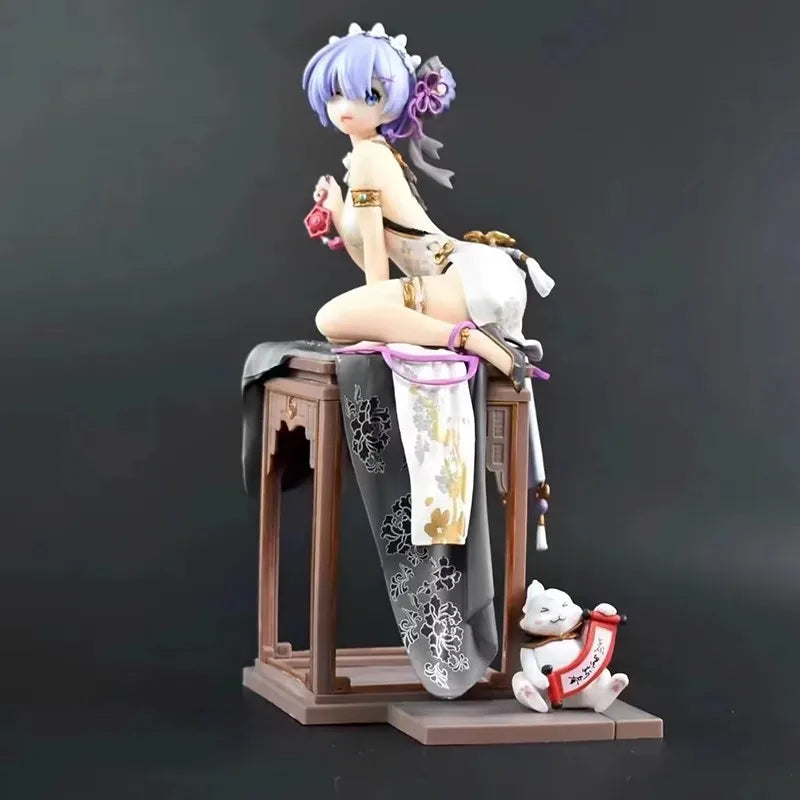 A Chinese Style From Scratch In A Different World - Amelia Emily Rem Cheongsam Scene Figurine Model Birthday Gift