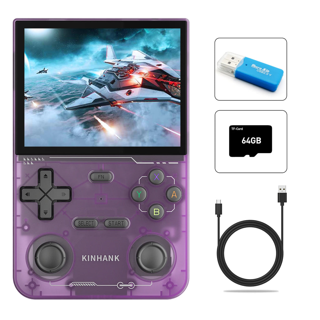 KINHANK K36 Retro-Handheld-Videospielkonsole, 500nit, 3,5-Zoll-IPS-Bildschirm, 16000 Spiele-Emulator für PS1/PSP/DC/N64/SS