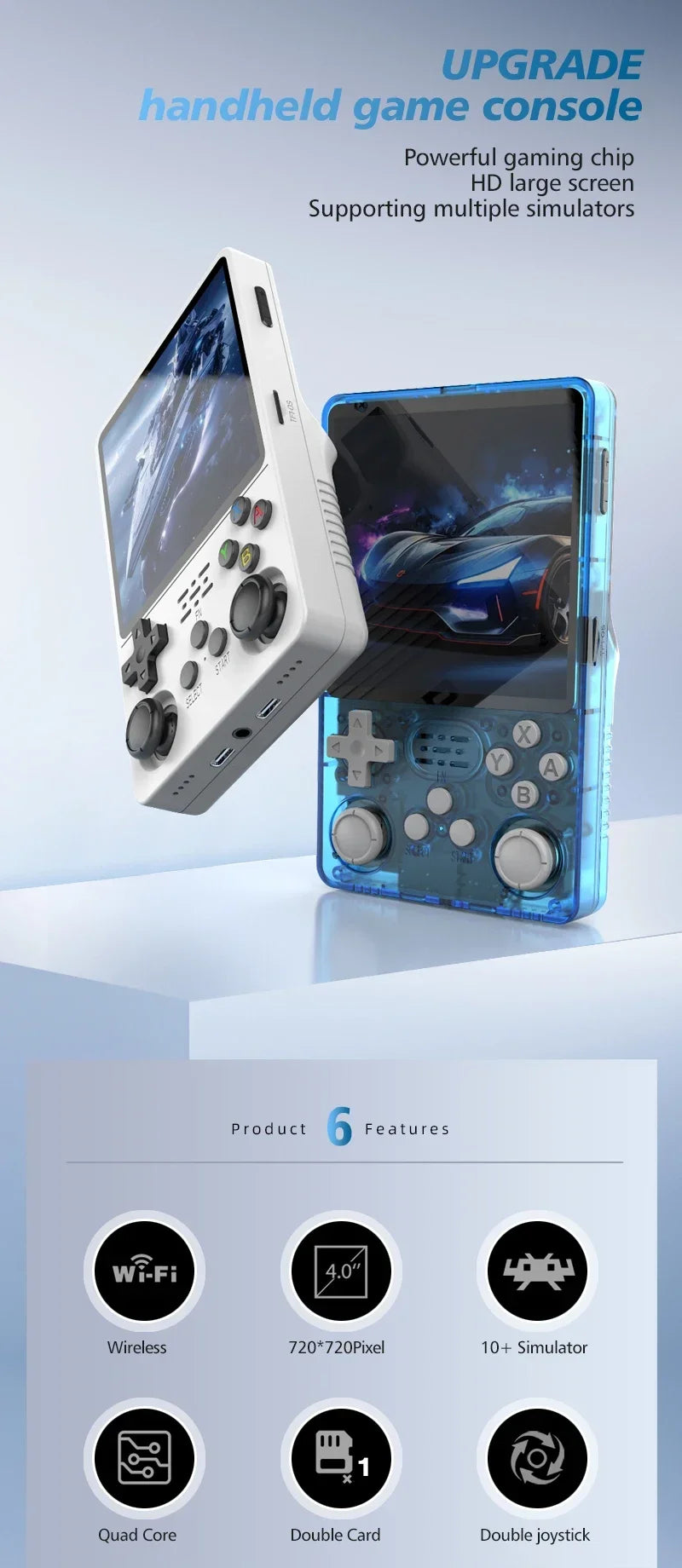 R36 Plus Retro Handheld Game Console Linux 64-bit System 4" IPS Screen RK3326
