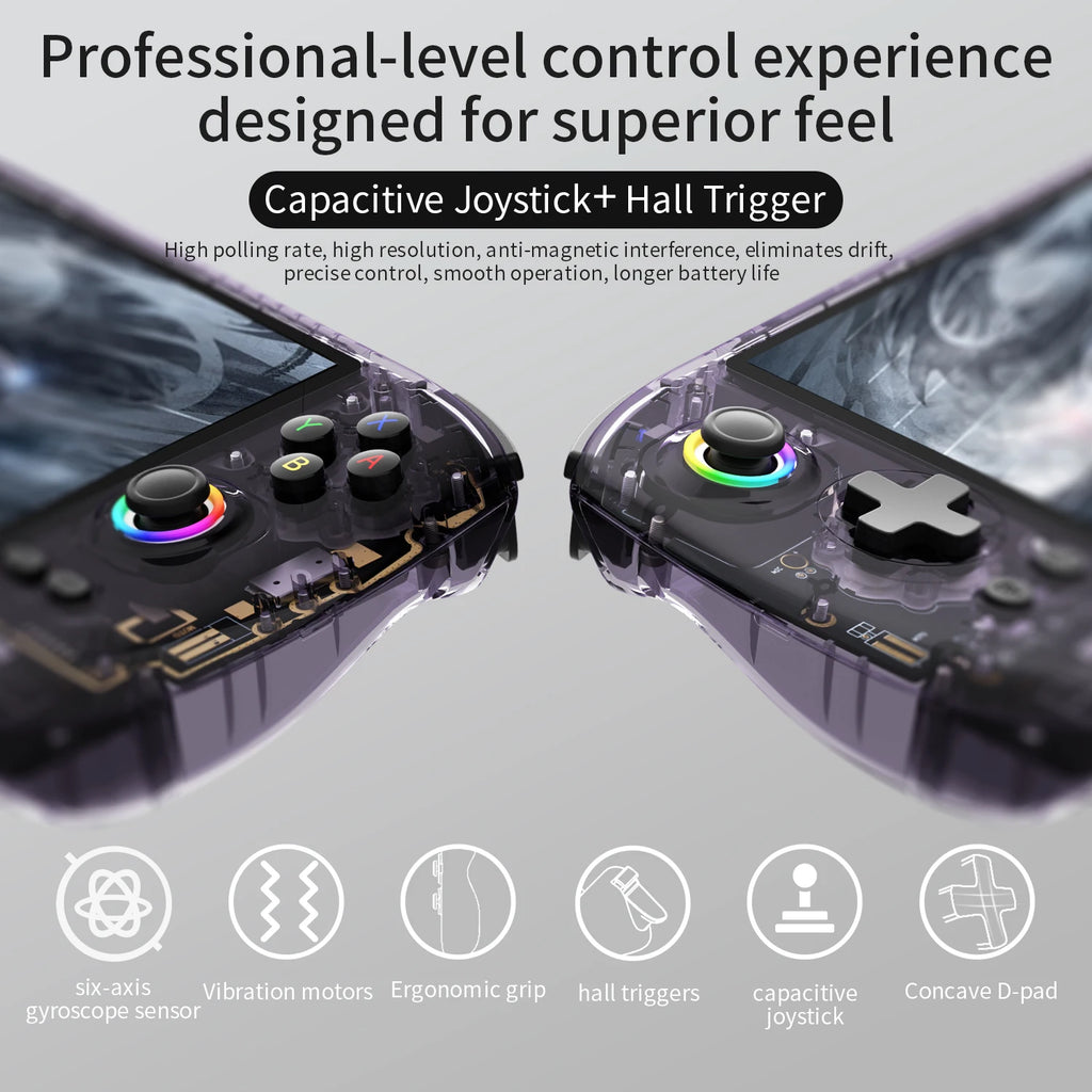 ANBERNIC RG557 Retro Handheld Game Console 5.48 Inch AMOLED Screen Handheld Emulator Android 14 System Dimensity 8300 Processor