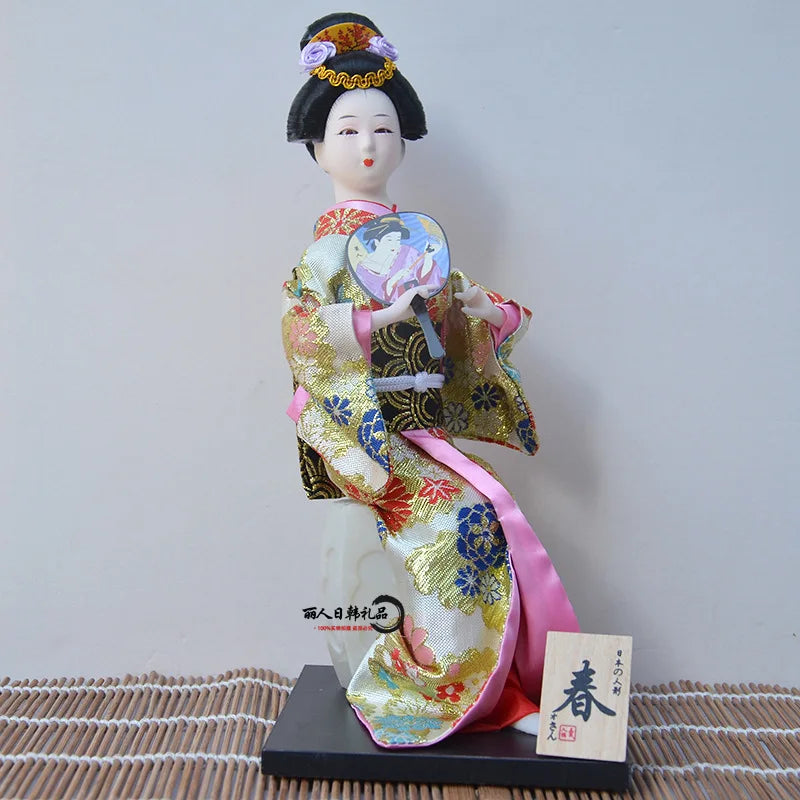 12inch Japanese Geisha Doll Statuette Sitting Figurine Japanese Kimono Kokeshi Kabuki Geisha Handicraft Ornament Birthday Gift