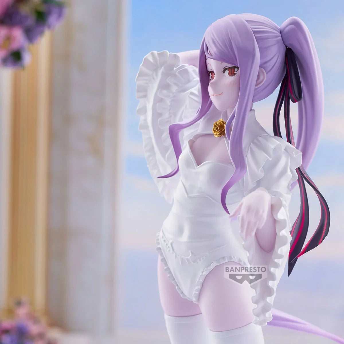 Banpresto Original OVERLORD Anime Shalltear Glitter & Glamours White Dress Anime Figure Action Figures Model Figurine Collection